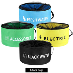 QWORK fresh water bag closed on ground showing waterproof protection for potable hose