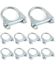 QWORK front view of 10-pack U-bolt clamps showing organized kit and quick access benefit