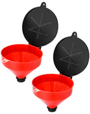 QWORK front view of two-pack funnels showing sizes and durable construction providing fast filling