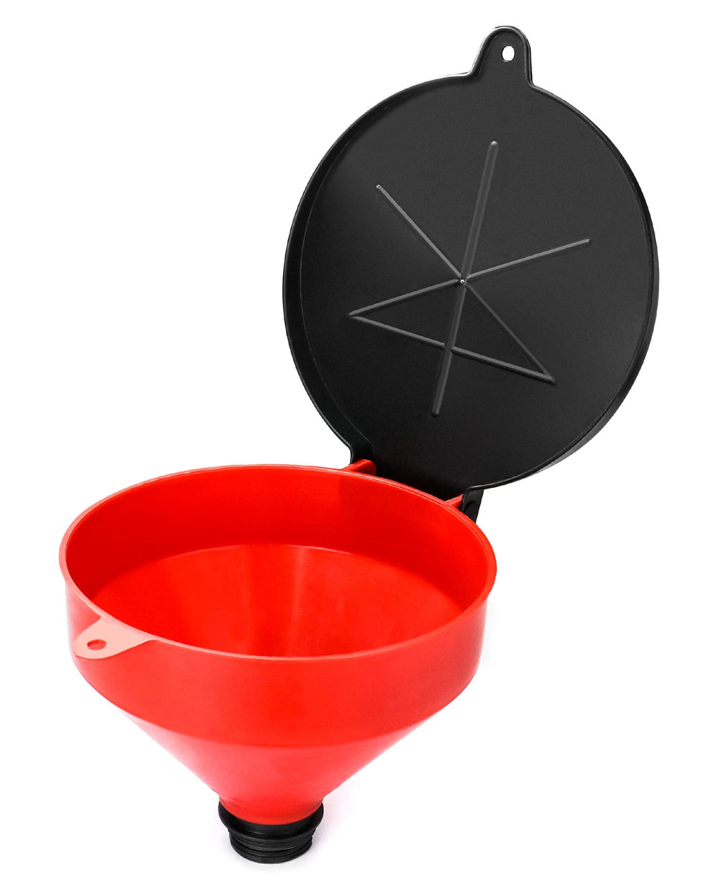 QWORK funnel front view showing stable base and wide opening for cleaner pours