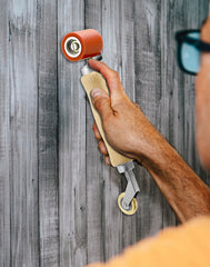 QWORK wood handle ergonomic grip shown for reduced installer fatigue