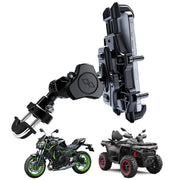 QYMOTO front view mounted on ATV showing secure phone positioning