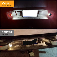 R&F Auto lights next to ruler showing compact size for exact-fit replacement benefit
