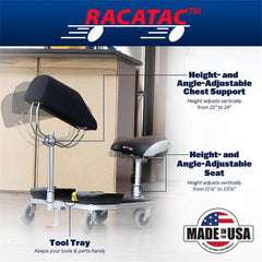 Racatac 3 inch caster closeup demonstrating smooth rolling over rough surfaces