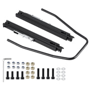Racewill front view of rail assembly showing sturdy mounting and adjustability benefit