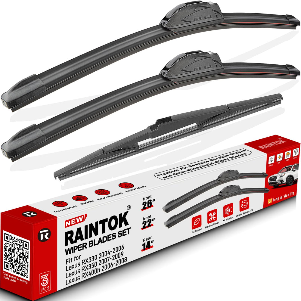 Raintok 3-pack front packaging showing all three blades and benefits