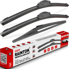 Raintok front packaging showing three-blade kit and fitment benefit