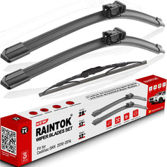 Raintok wiper blades front packaging showing a complete 3-pack and easy fit