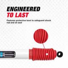Rancho damper installed on Jeep Wrangler steering link demonstrating reduced wheel vibration