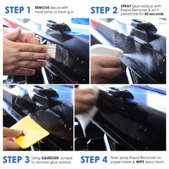 Rapid Tac in use removing vinyl wrap to speed adhesive cleanup