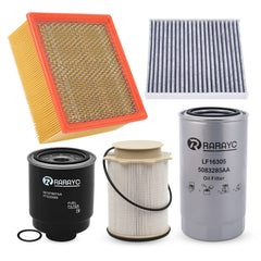 RARAYC front view of 5-piece filter kit showing all included parts and benefits