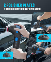 RAYBAO polisher extended 16ft cord laid out showing reach and outdoor convenience