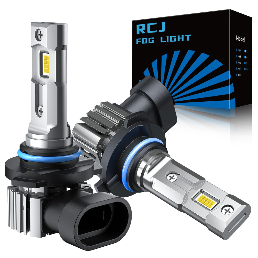 RCJ front view of 9005 bulbs showing compact plug-and-play design and easy fit