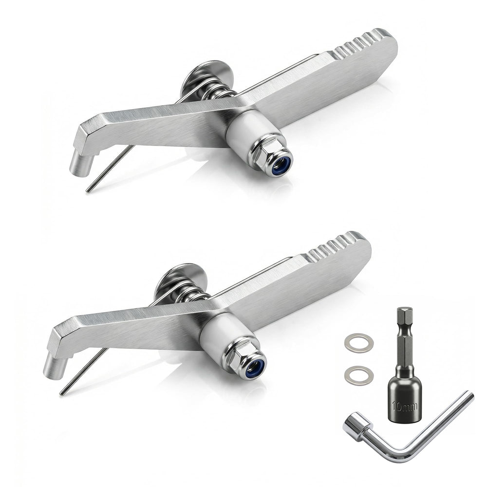RCKIM front view of two stainless lever pins showing ready-to-install durability