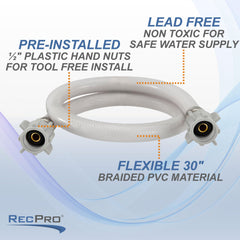 RecPro hose next to faucet for scale showing correct 30-inch fit and convenience