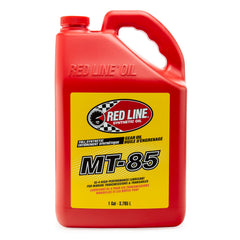 Red Line MT-85 front label showing product and gallon size, benefits clarity