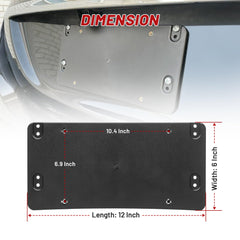 RED WOLF bracket with license plate attached showing unobstructed stickers