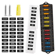 RED WOLF front view of 12-way fuse block showing neat circuit organization