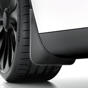 REEVAA front left mud flap on Model X showing seamless fit and protection