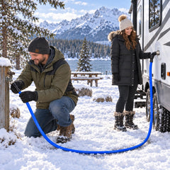 REHOSEUP coiled 30ft heated hose highlighting flexible durable jacket