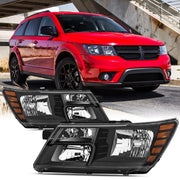 Reinko black headlight pair front view showing clean OEM fit and improved appearance