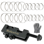 ReluxGo front view of pliers and 20 clamps showing complete kit benefits