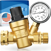 Renator front view regulator showing brass body and hose threads for durability