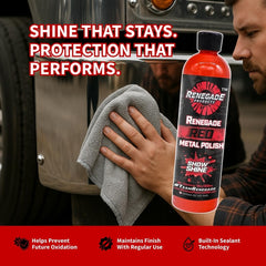 Renegade Products before and after wheel showing restored mirror shine