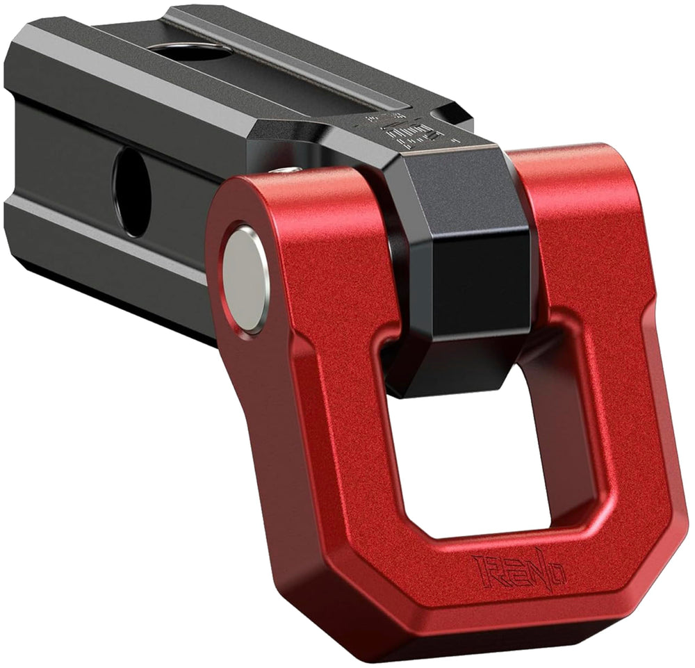 RENO front view of 2 inch shackle hitch receiver showing mounting benefit