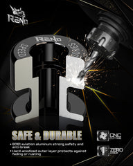 RENO close-up showing hard-anodized finish for corrosion resistance