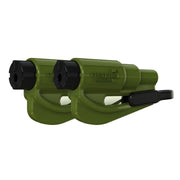 RESQME front view army green showing compact form and clip for quick access