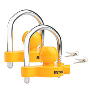 RETRUE front view of yellow coupler lock showing compact deterrent design and easy installation