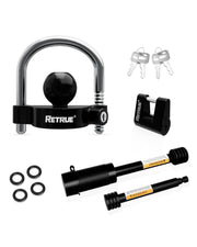 RETRUE front view of lock set showing components and benefits of keyed-alike convenience