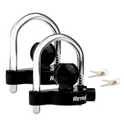 RETRUE hitch lock front view showing compact shape and visible yellow deterrent