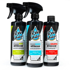 Rev Auto kit front packaging showing all three bottles and clear benefits