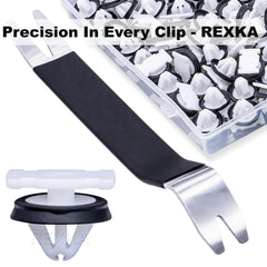 Rexka clip close-up showing dimensions for accurate OEM fit