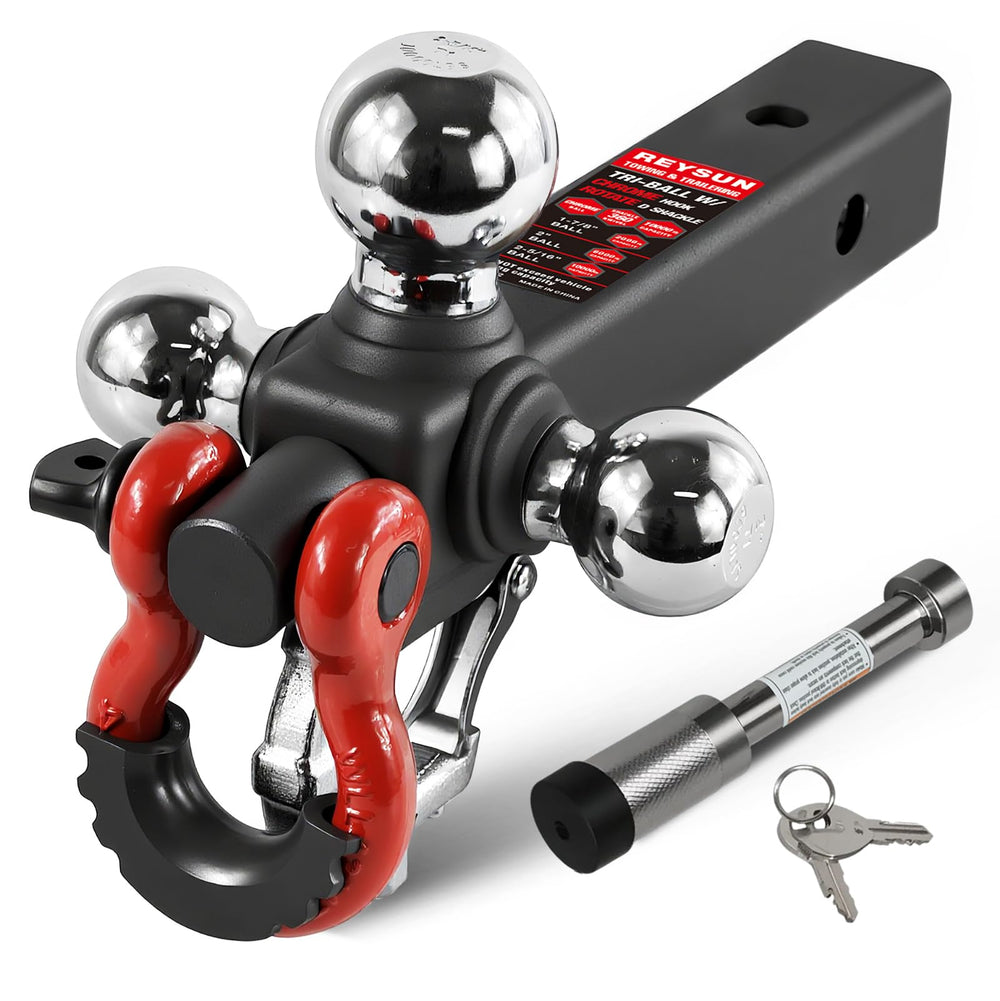 REYSUN front view of tri-ball mount showing all three balls and hook, durable versatility