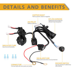 Rfroad Lighting 40A relay and 30A fuse detail, protecting vehicle electrical systems