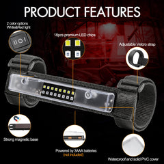 Rfroad Lighting Velcro strap fastened to roll bar for quick mount
