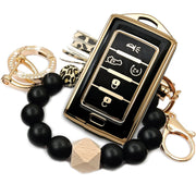 RFSRZ front view of black leopard key fob cover showing stylish protection