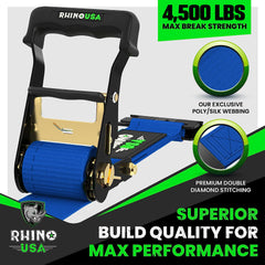 Rhino USA chock close-up highlighting sturdy construction and secure wheel contact benefits