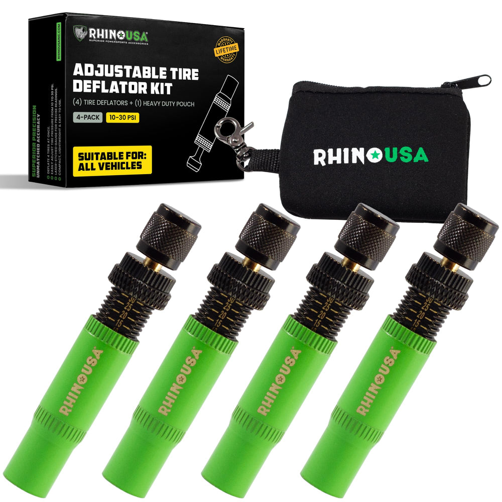 Rhino USA deflator kit front packaging showing four units and pouch for quick identification and readiness