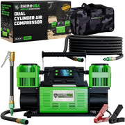 Rhino USA compressor front view showing compact durable housing and portability benefit
