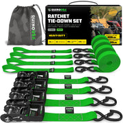 Rhino USA front packaging showing 4-pack straps and features for secure hauling