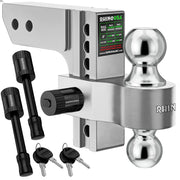 Rhino USA front view of adjustable hitch showing durable receiver and benefit of versatile towing