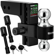 Rhino USA front view of 2-inch adjustable hitch showing solid receiver and benefits of durability