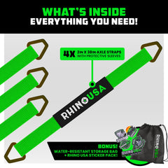 Rhino USA strap wrapped around axle demonstrating secure vehicle restraint