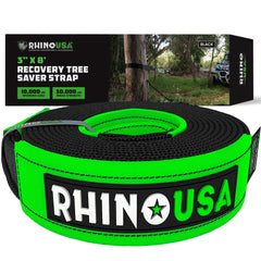 Rhino USA front view of tree saver strap showing full length and rating for quick identification and confidence