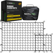 Rhino USA truck bed front view showing full 4x6 net securing cargo