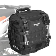 Rhinowalk saddlebag front view showing waterproof shell and durable build benefits